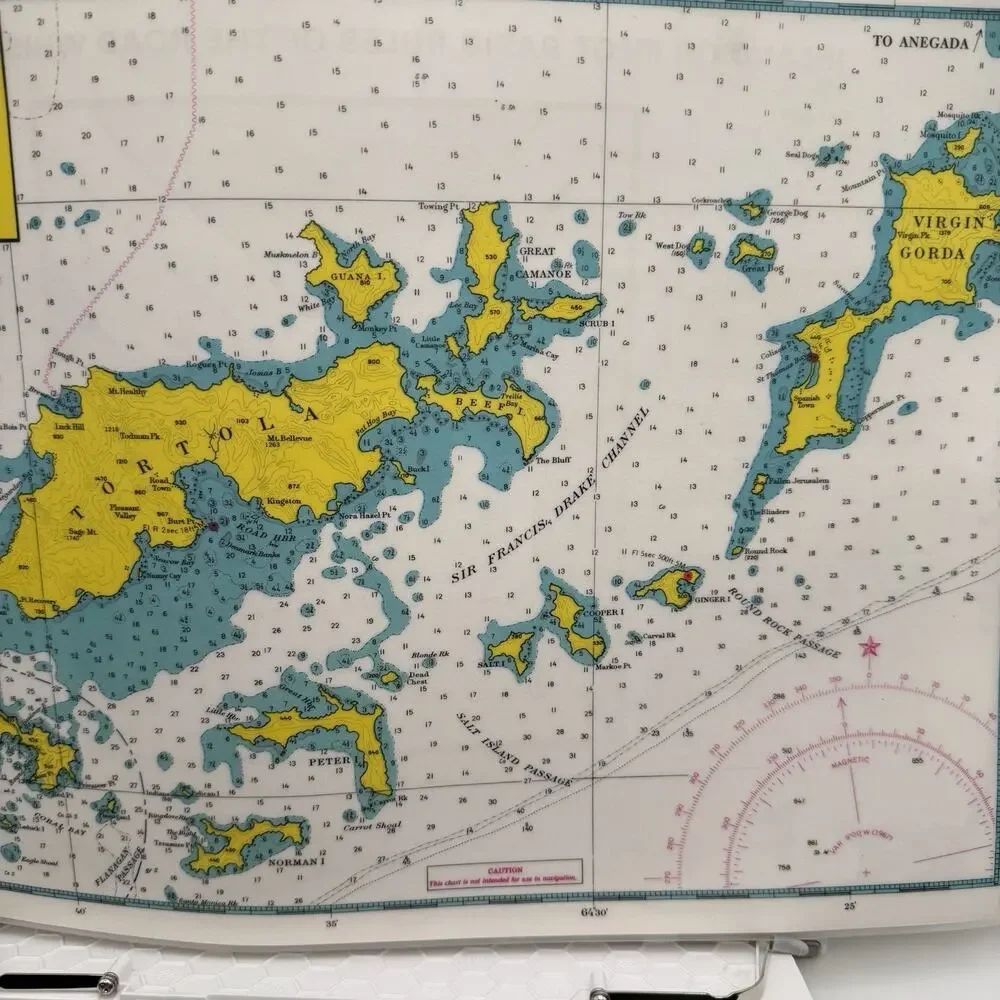 5 Navigation & Signal Placemats Virgin Islands Laminated USA VTG St John Tortola